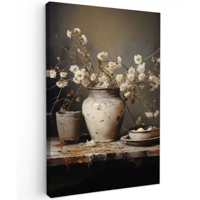 Stilleven - Bloemen - Boeket - Vaas - Wijn canvas 2cm klein -z3d