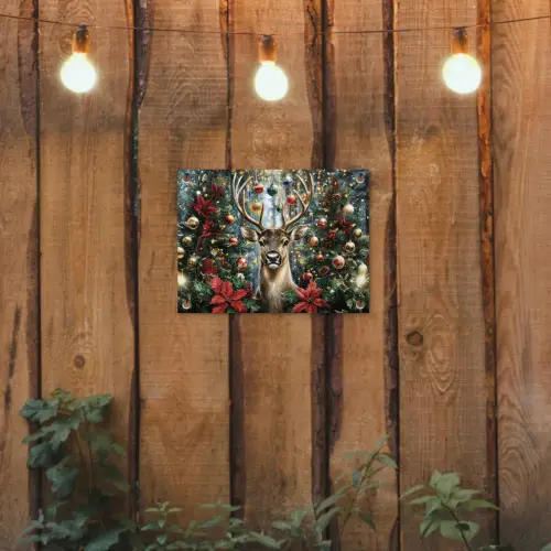 Kerstfeest - Dennenbos - Rood tuinposter los doek klein -sfeer1