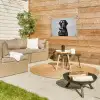 Hond - Zwart - Wijnglas - Zonnebril tuinposter los doek klein -sfeer4