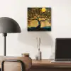 Boom - Maan - Bloemen - Goud - Kunst aluminium wit klein -sfeer5
