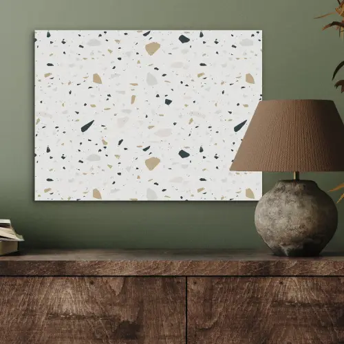 Terrazzo - Patroon - Wit - Neutraal PET vilt klein 837 -sfeer2