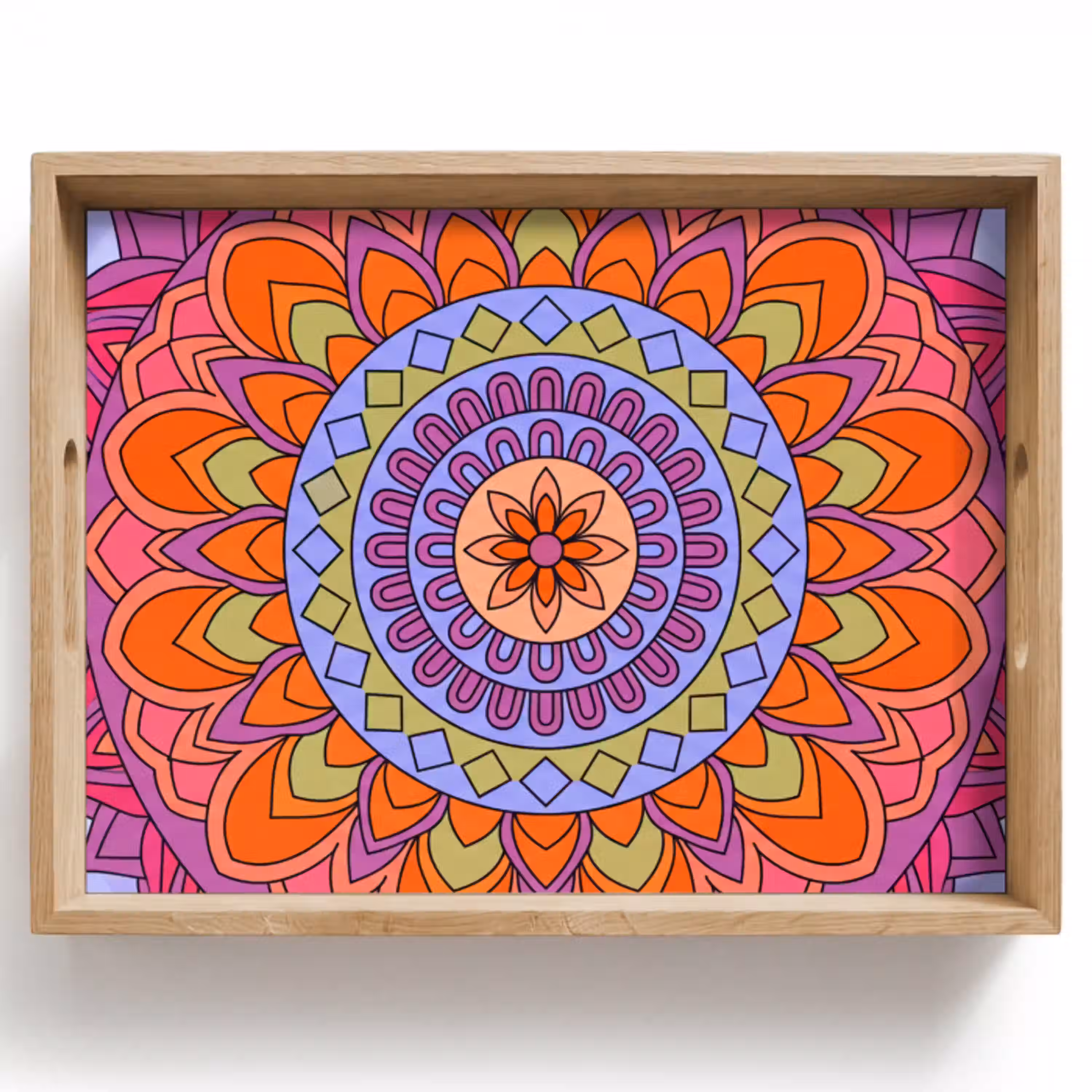 Mandala - Cirkel - Abstract - Kleurrijk - Patroon Dienblad Rechthoek middel -z3d_shopping