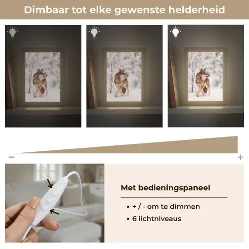 Wolf - Winter - Sneeuw - Natuur - Dieren Light Box met kabel (Tafellamp) klein -USP_dimbaarNL