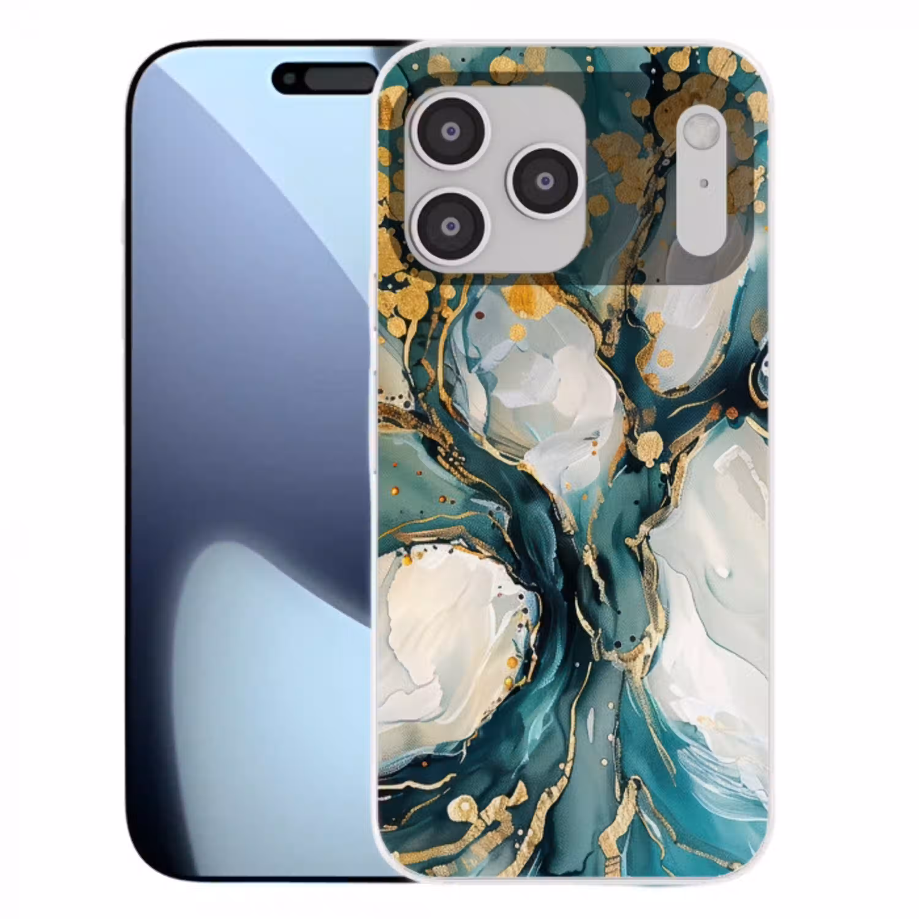 Boom - Modern - Verflook - Turquoise - Goud Telefoonhoesje iPhone 17 Pro Max klein -3d