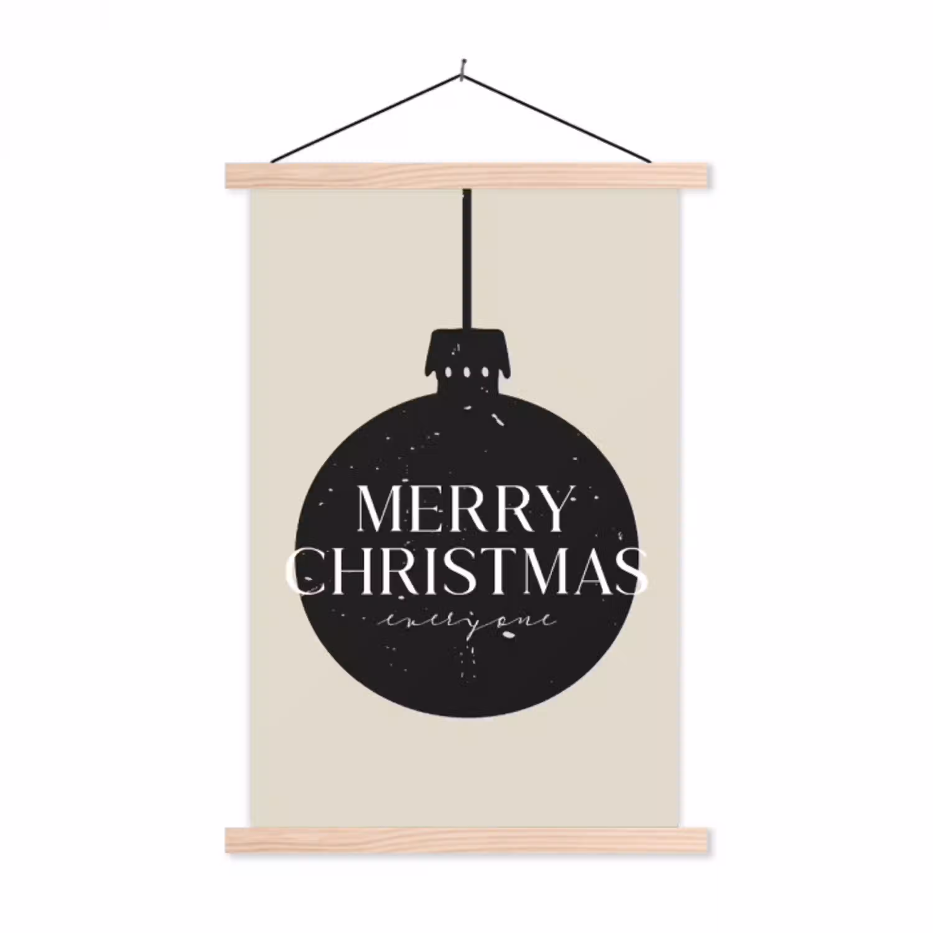 Kerstballen - Japandi - Christmas - Zwarte kerstballen textielposter latten blank klein -3d