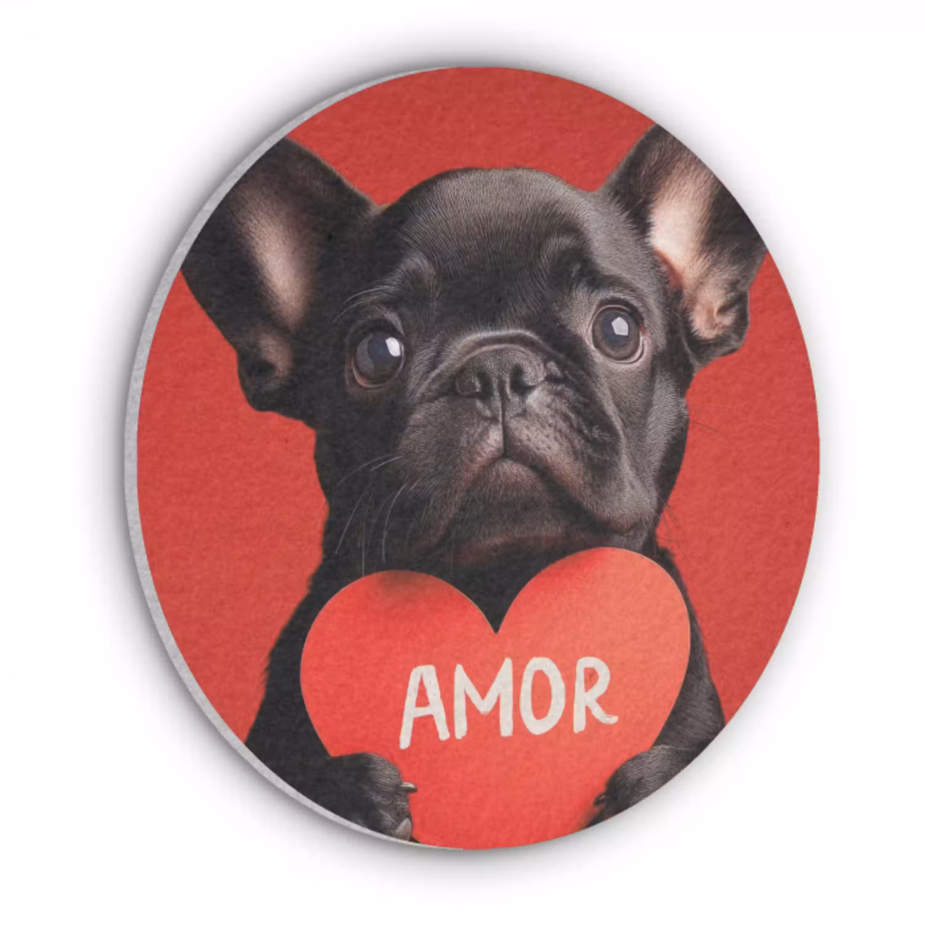 Amor - Hond  - Hartje - Rood Akoestische PET Vilt - Rond klein -3d