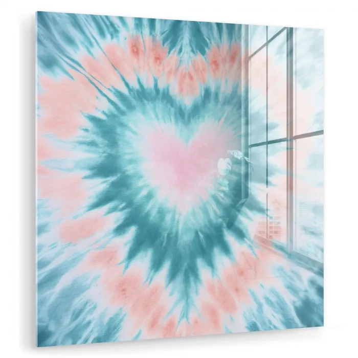 Hartvormig - Tie dye - Pasteltinten - Lichtgroen plexiglas 5mm klein -zzzproduct_nieuw