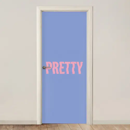 Pretty - Roze - Blauw - Golvend deurposter klein -3d_beige