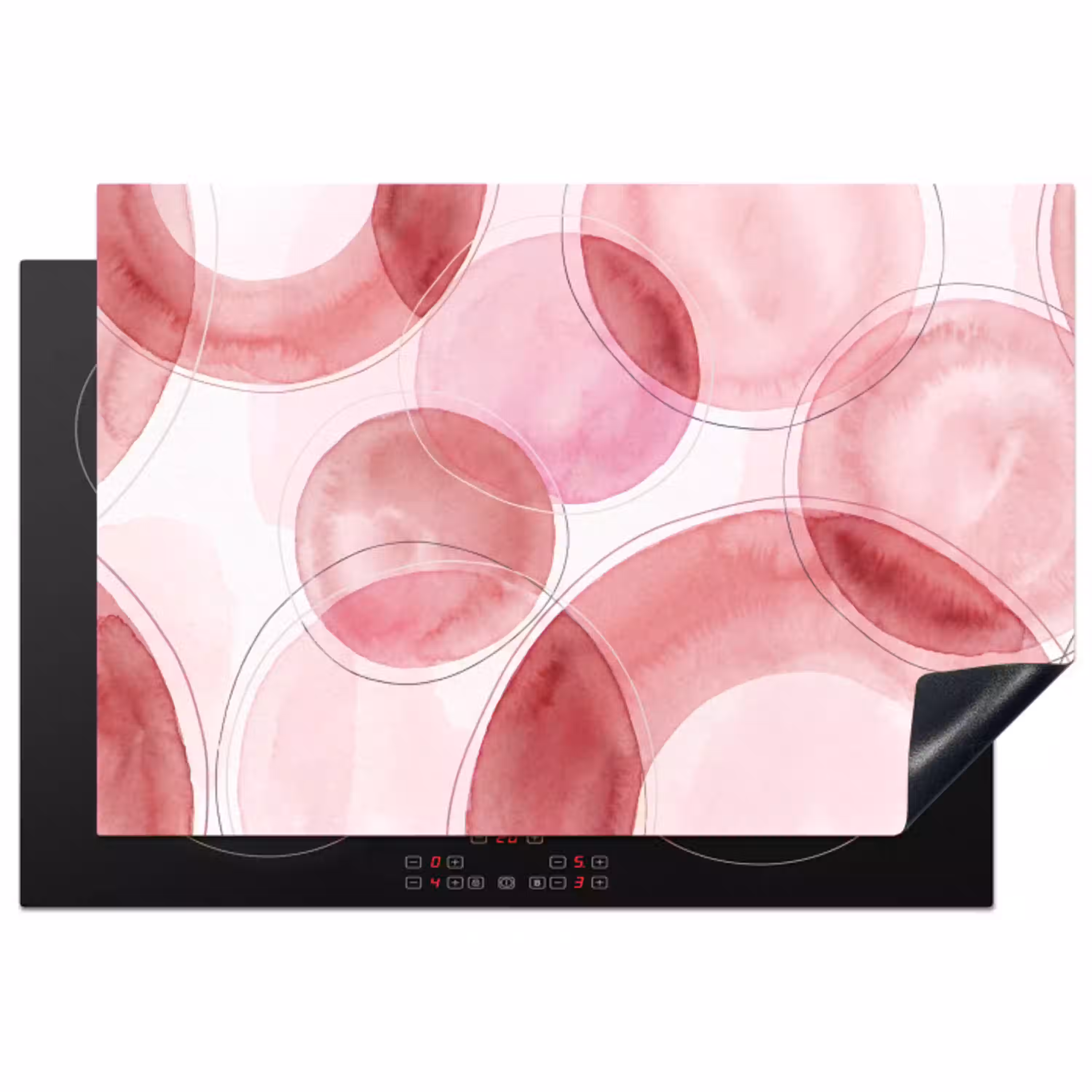 Abstract - Cirkels - Modern - Roze - Kunst Inductie beschermer vinyl 3mm klein -3d