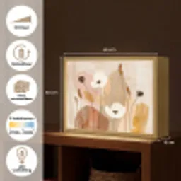 Bloemen - Abstract - Beige - Line art Light Box met batterij (Wandlamp) middel -USP_websiteoverzichtNL