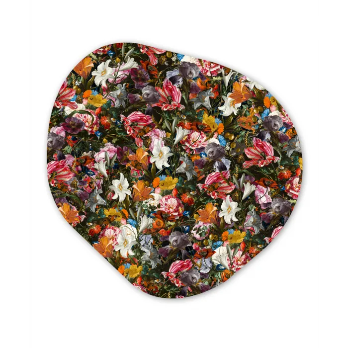 Bloemen - Vlinder - Design - Kunst - Abstract - Schilderij - Oude meesters Wandcirkel Organisch Forex 3mm klein -3d