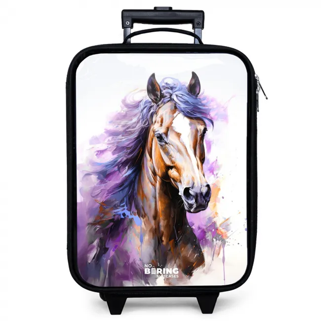 Aquarel paard met paarse manen Kinderkoffer - Zwart klein -zzz_website3d