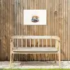 Theekop - Bladeren - Blauw Tuinposter op houten frame 2 cm dik klein -sfeer4