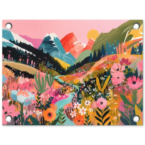 Rivier - Diepte - Bloemen tuinposter los doek klein -3d