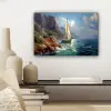 Zeilschip - Zee - Rotsen - Wolken canvas 2cm klein -sfeer6