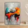 Moderne kunst - Oranje - Grijs - Abstract canvas 2cm klein -sfeer1