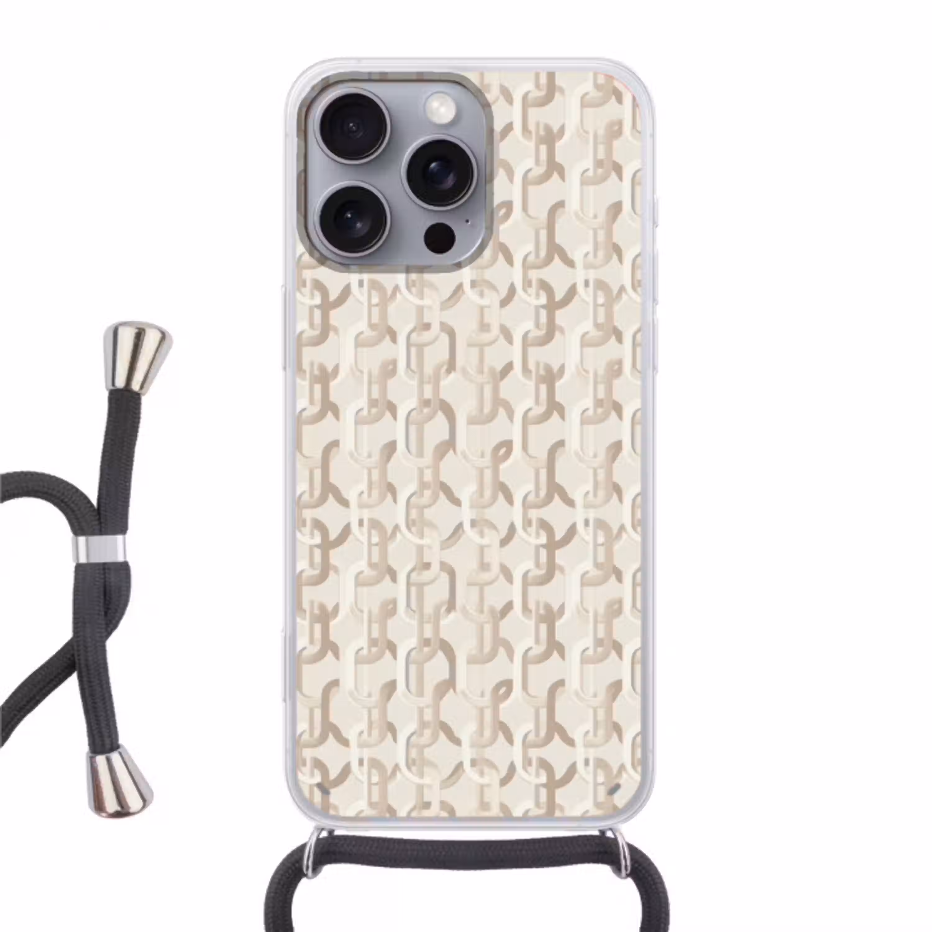Motief - Abstract - Beige Hoesje iPhone 16 Pro Max met koord klein 804 -3d