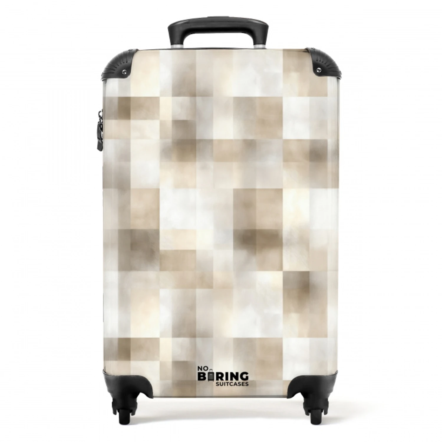 Textuur - Linnen - Beige NBS - Handbagage koffer - Volwassenen Unisex middel -productfoto_recht