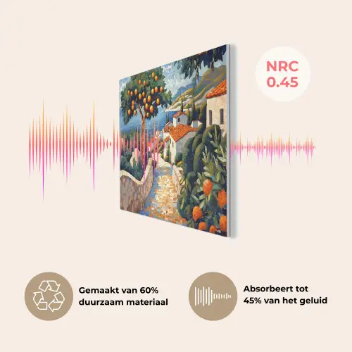 Huizen - Mozaïek - Sinaasappelbomen - Zee PET vilt klein -USP_NL