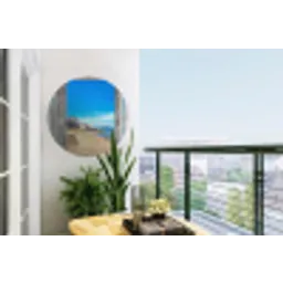 Strand - Tropisch - Zomer - Doorkijk - Zee Wandcirkel tuinposter met ringen klein -buiten1