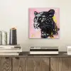 Zwart - Panter - Roze - Abstract aluminium wit klein -sfeer1