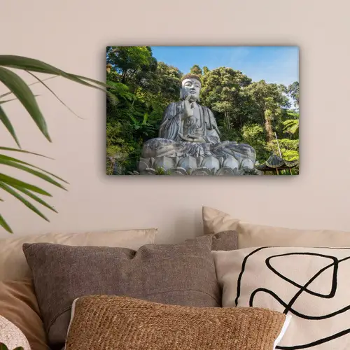 Boeddha beelden - Jungle - Buddha - Spiritualiteit - Mediteren canvas 2cm klein -sfeer1