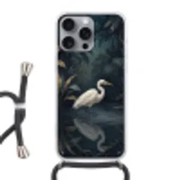 Reiger - Water - Natuur - Modern - Wit Hoesje iPhone 16 Pro Max met koord klein -3d
