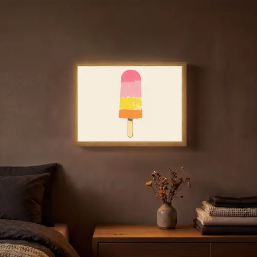 Waterijsje - Retro - Stokje - Roze Light Box met batterij (Wandlamp) middel -sfeer4