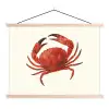 Krab - Felrood - Poten textielposter latten blank klein -3d