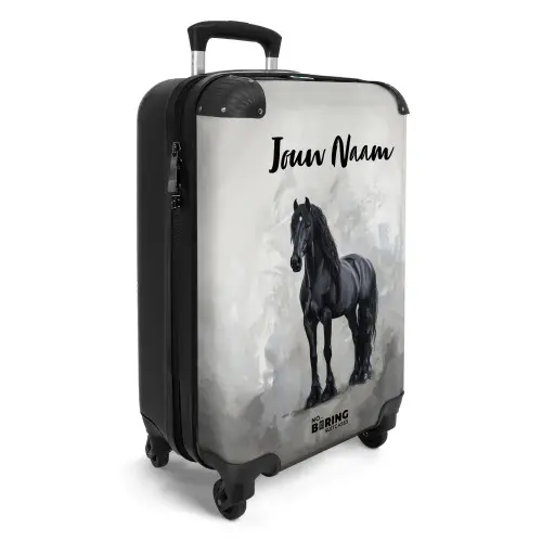 Statisch Portret van een Zwart Paard NBS - Handbagage koffer - Kinderen Unisex middel -productfoto_3d