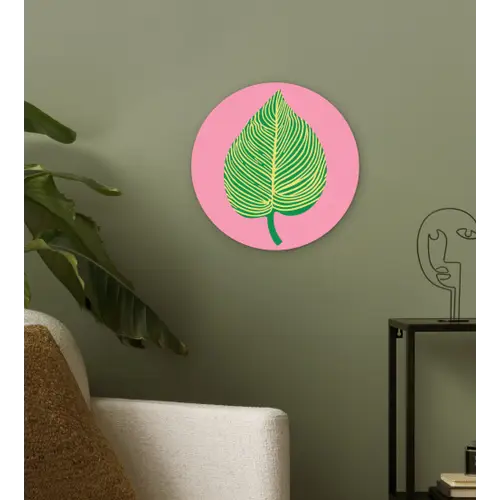 Illustratie - Blad - Minimalistisch - Groen Wandcirkel plexiglas klein -sfeer3