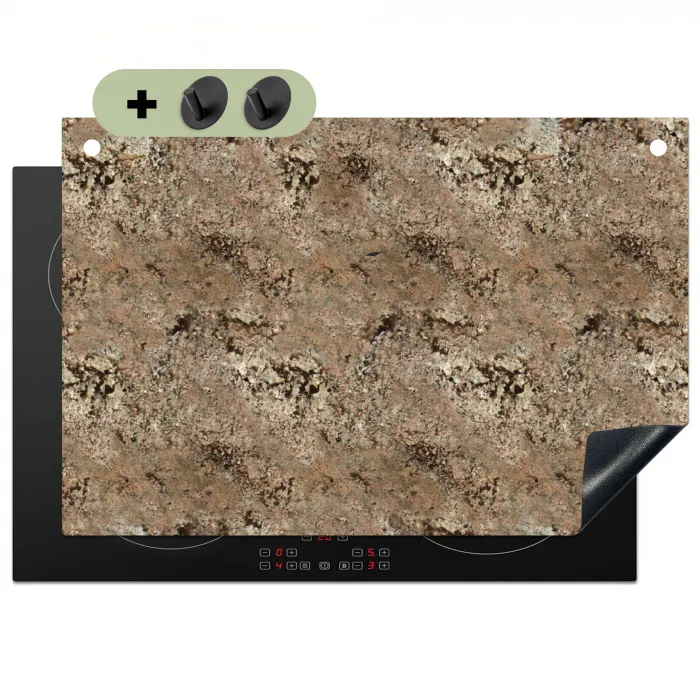 Beige - Graniet - Ruw Inductie beschemer met haakjes klein 777 -3d