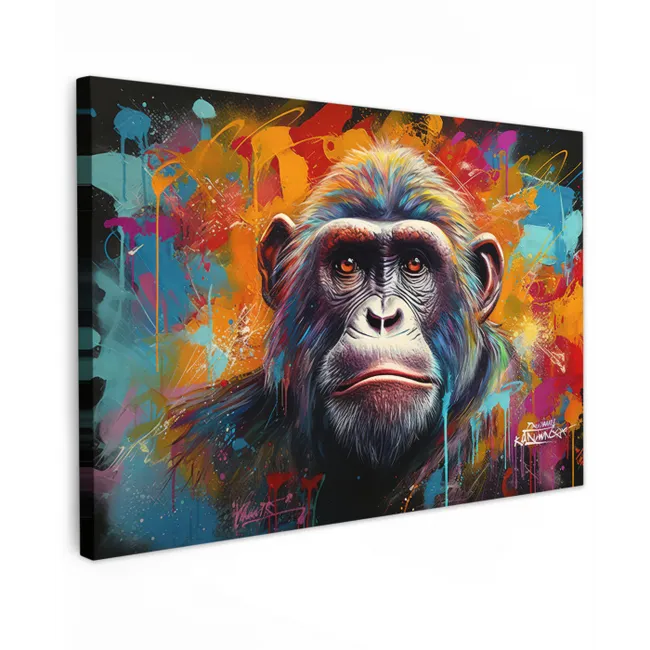 Aap - Gorilla - Graffiti - Dieren - Kleuren canvas 2cm klein -z3d