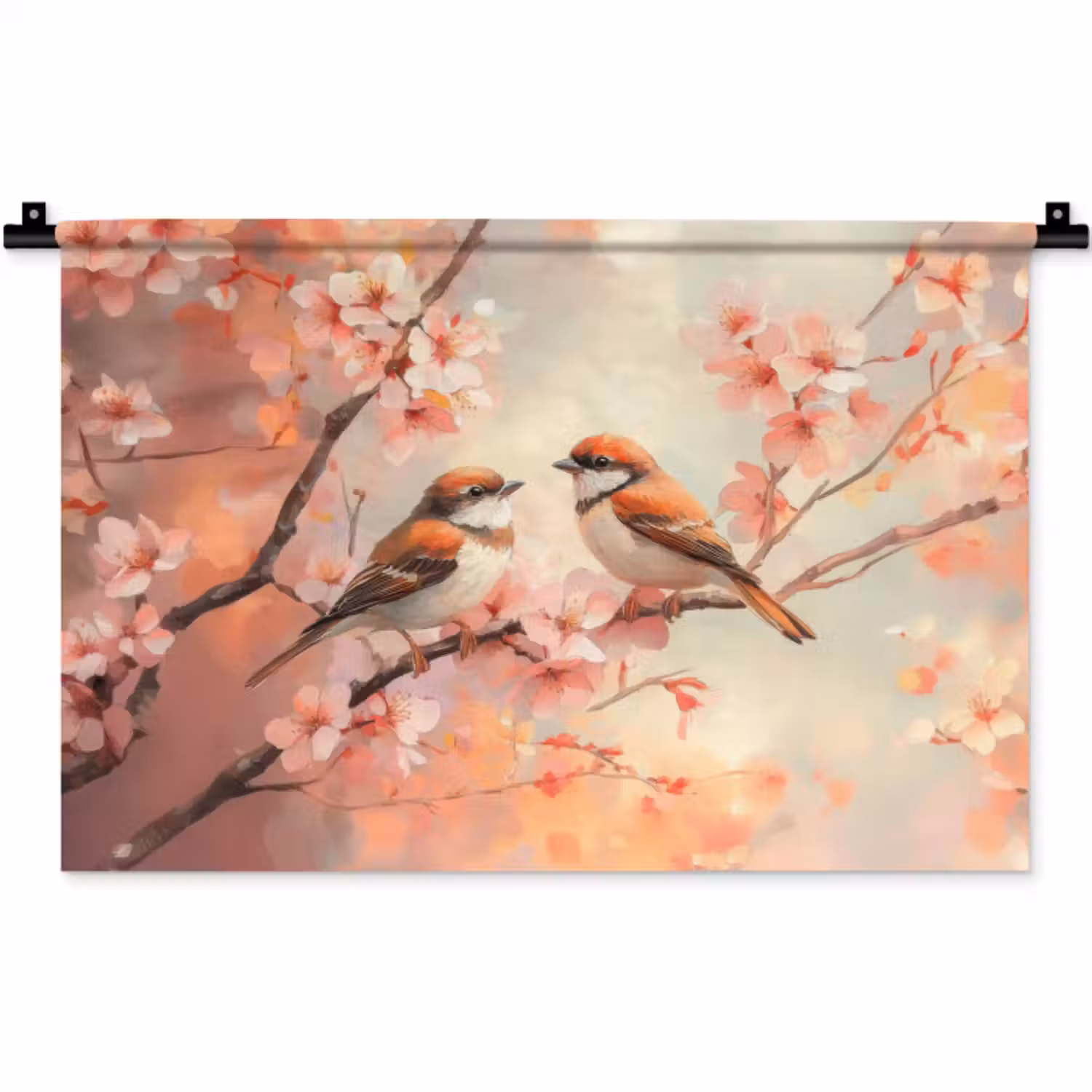 Wandkleed - Vogels - Romantic - Bloesemtak