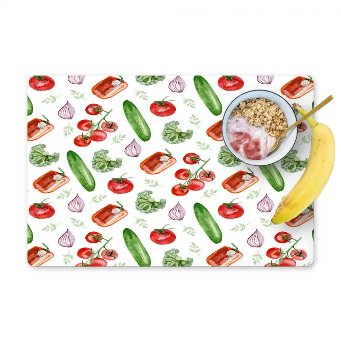 Tomaat - Paprika - Komkommer - Patroon Placemat vinyl groot 368 -zzzproduct_Kitchenyeah-website