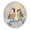 Vogels - Tak - Winter - Sneeuw Akoestische PET Vilt - Rond klein -3d