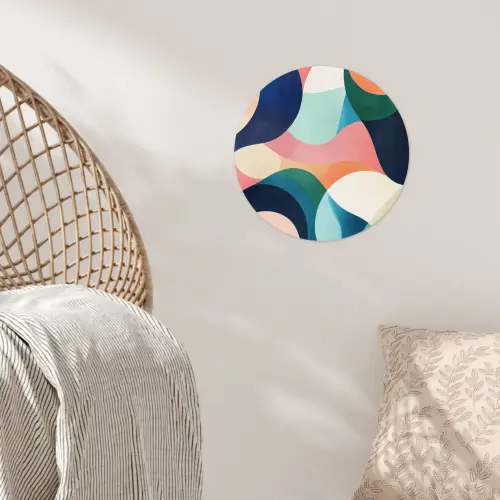 Abstract - Blauw - Roze Wandcirkel behangsticker klein -sfeer4