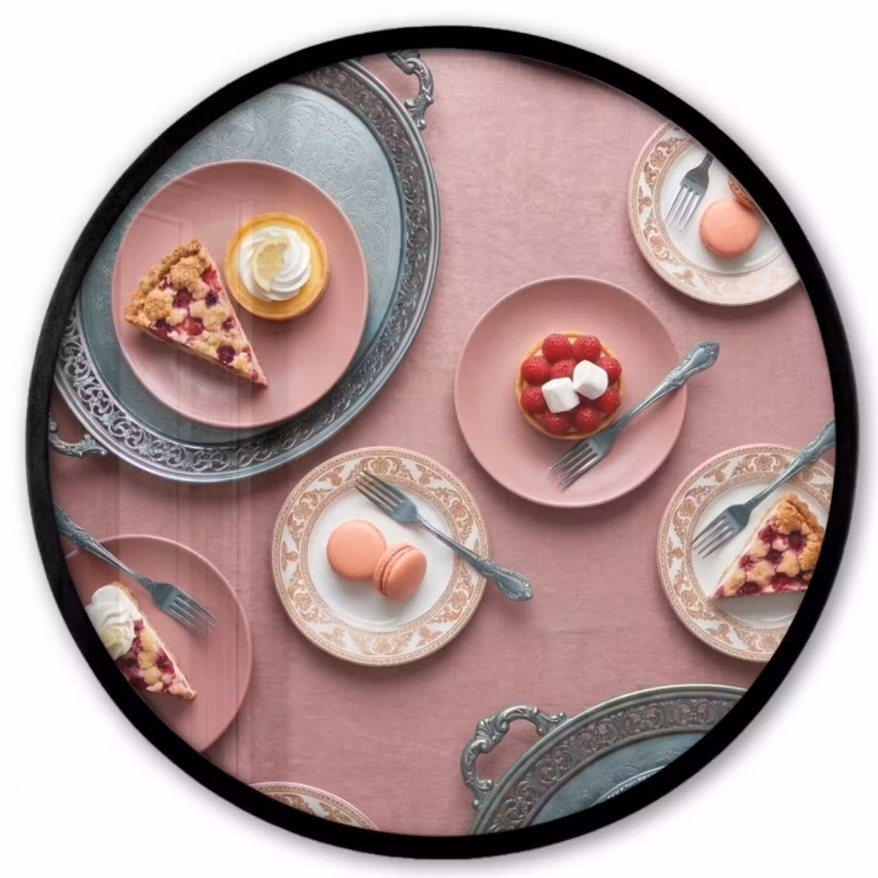 Dessert - Taart - Gebak - Zoet - Roze Fotolijst rond zonder passe partout klein -3d