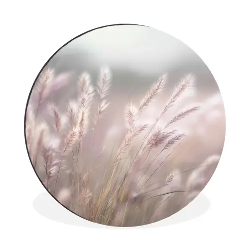 Graspluimen - Wind - Beige - Mistig Wandcirkel aluminium klein -3d