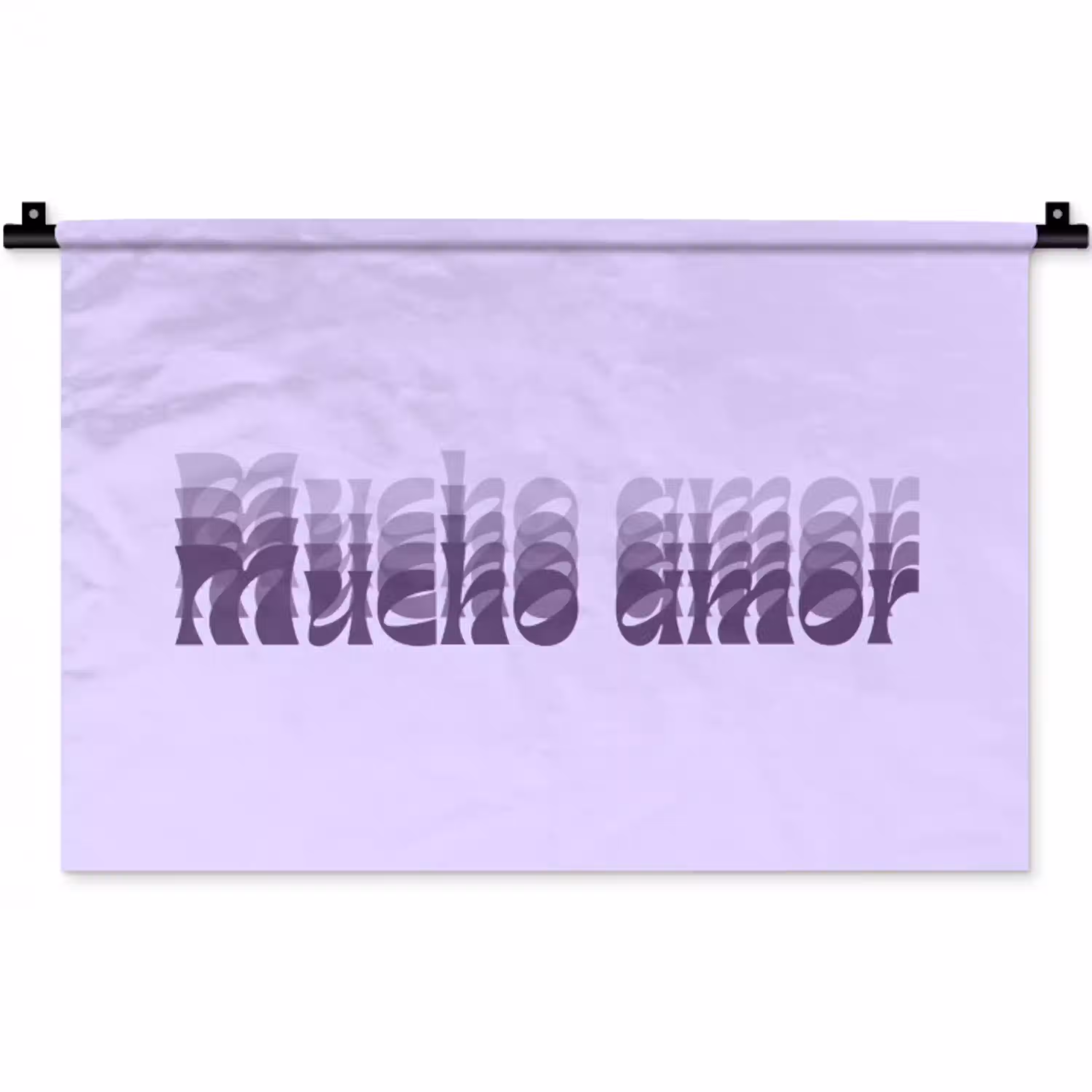 Mucho amor - Paars - Gelaagde letters Wandkleed katoen klein -zz3d