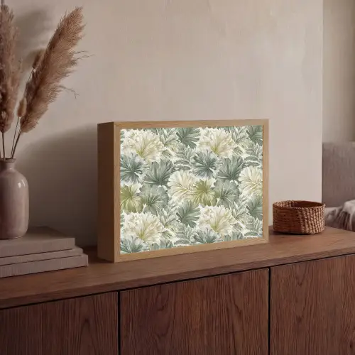 Bladeren - Botanisch - Groen Light Box met batterij (Wandlamp) middel 907 -sfeer2