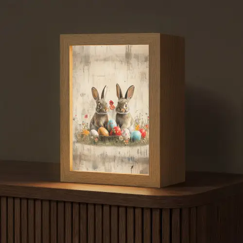 Konijnen - Bloemen - Eieren Light Box met kabel (Tafellamp) klein -z3d_website