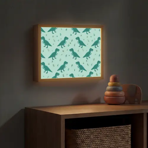 Donkergroen - Dinosaurussen - Afdrukken - Bladeren Light Box met batterij (Wandlamp kind) middel -sfeer5_kind