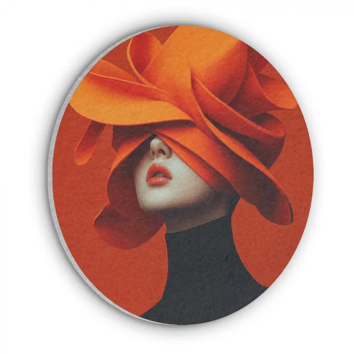 Oranje - Hoed - Vrouw Akoestische PET Vilt - Rond klein -3d