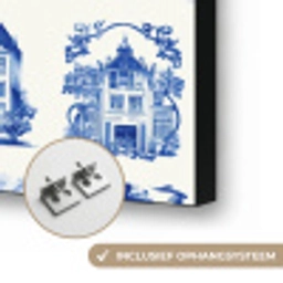 Huizen - Schepen - Blauw Textielframe zwart klein 947 -USP_ophangsysteemNL