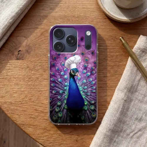 Pauw - Koksmuts - Cool - Paars Telefoonhoesje iPhone 17 Pro klein -sfeer1