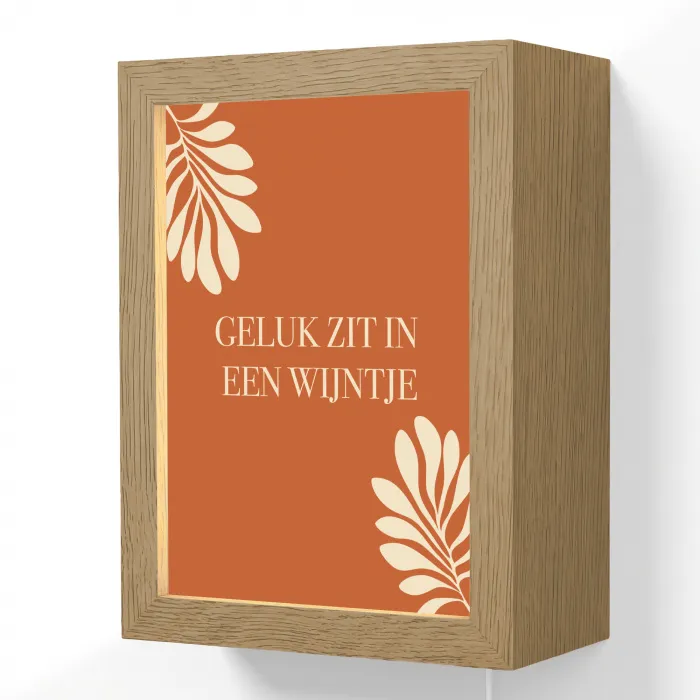 Oranje - Wijntje - Quote Light Box met kabel (Wandlamp) klein -3d