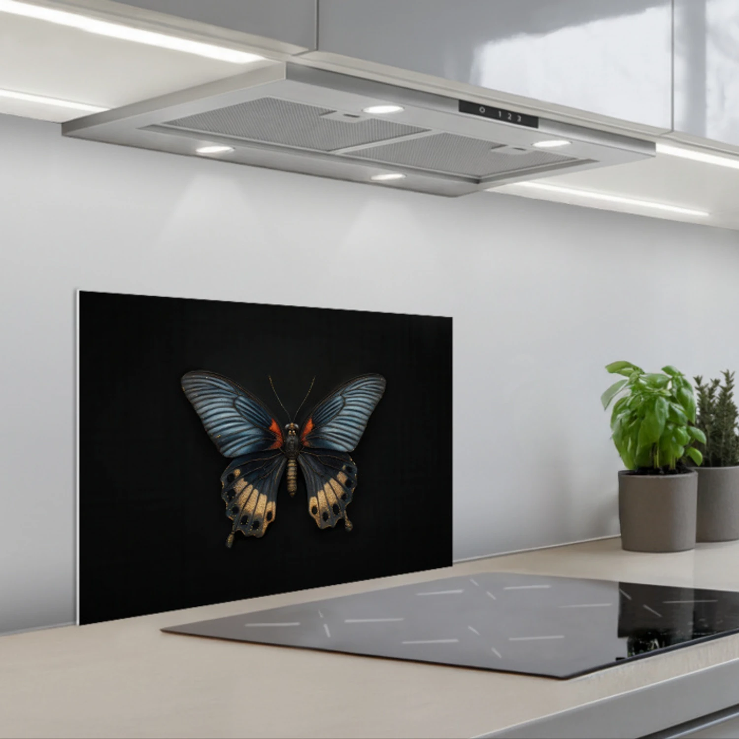 Vlinder - Metaalachtig - Geometrisch patroon keuken achterwand spatscherm klein -3d_schuin