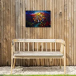 Stad - Maan - Mozaïek - Kleurrijk Tuinposter op houten frame 2 cm dik klein -sfeer4