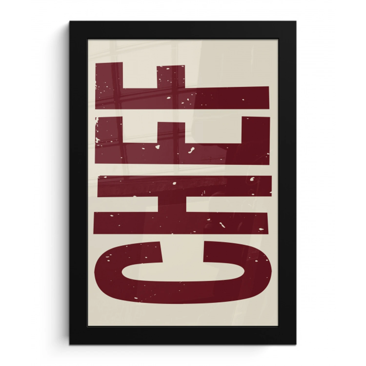 Chef - Rood - Japandi - Vintage fotolijst zwart zonder passe partout klein -3d
